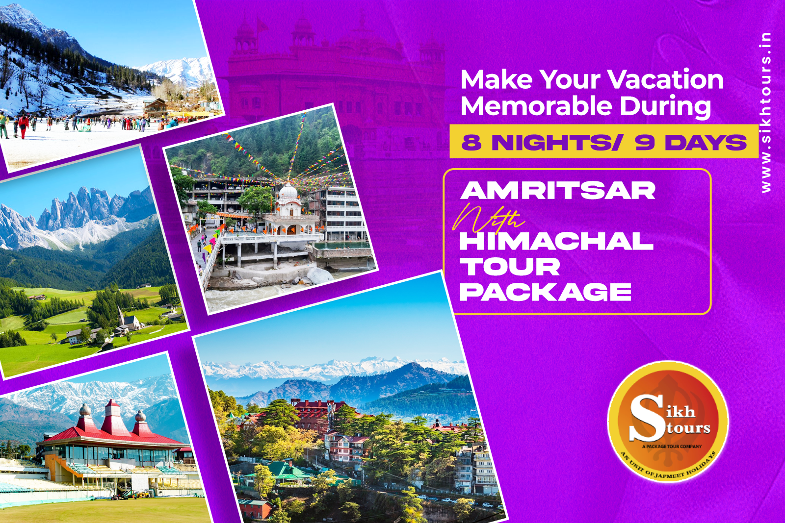 Make Your Vacation Memorable During 8 Nights/ 9 Days Amritsar with Himachal Tour Packages
